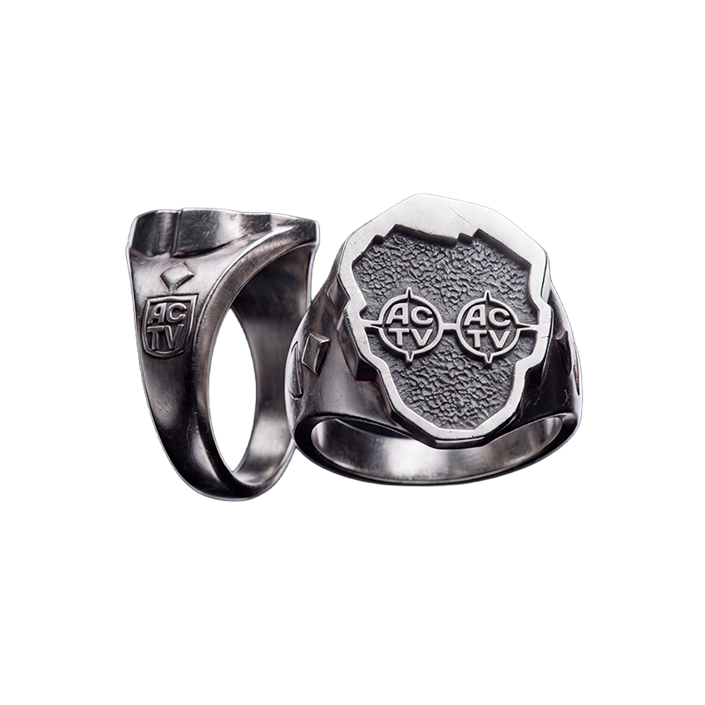 Anillo ACTV Cara Fondo Plata Envejecida